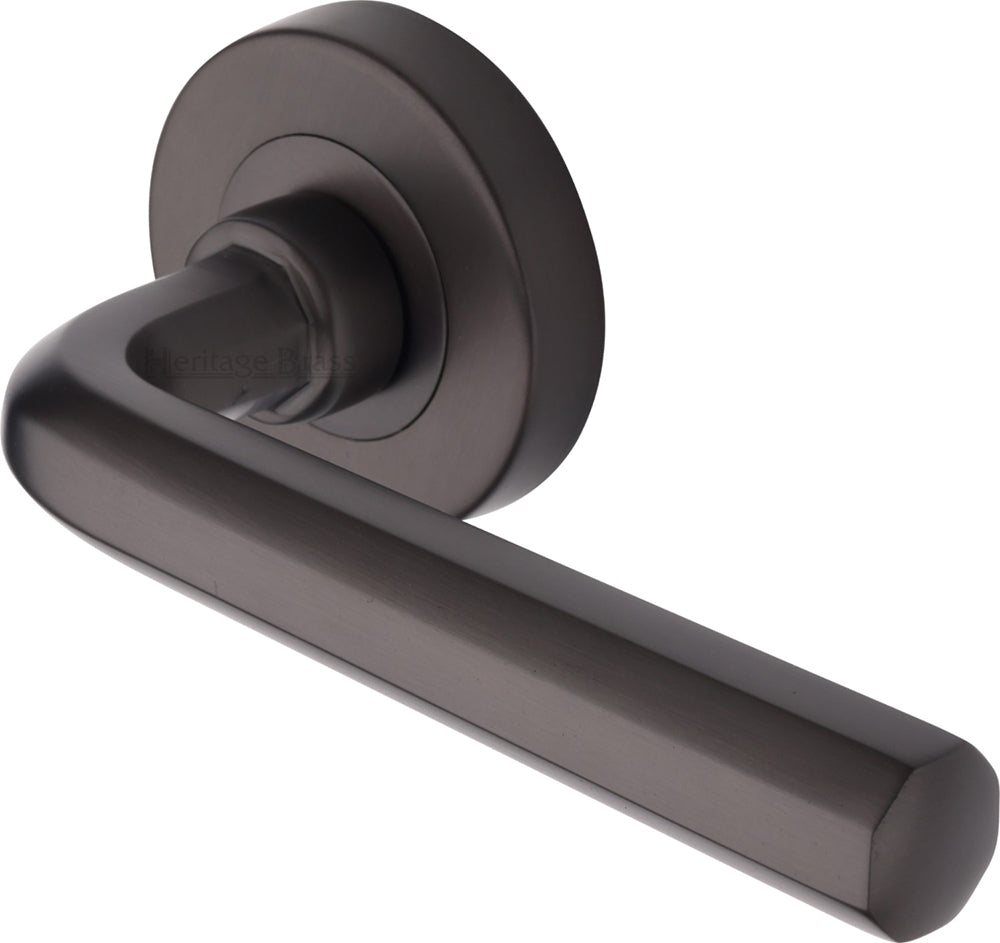 Octave Lever Handle On Round Rose - Matt Bronze