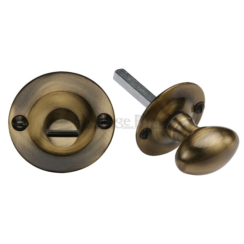 Oval Shape Bathroom Thumbturn & Release - Antique Brass