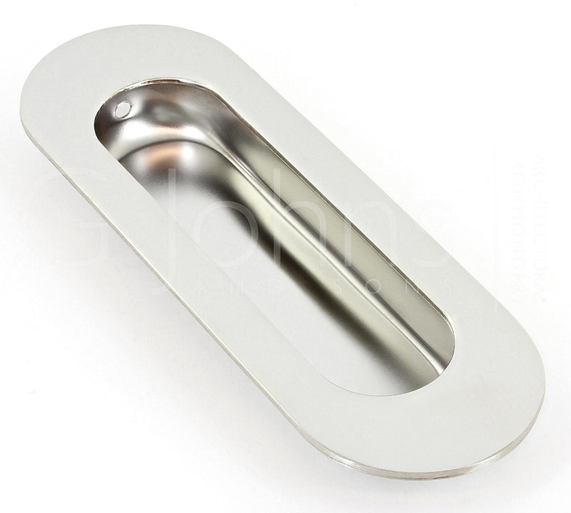 Oval Shape Flush Pull Handle - 120mm x 40mm - Polished Stainless Steel