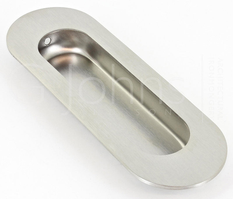 Oval Shape Flush Pull Handle - 120mm x 40mm - Satin Stainless Steel