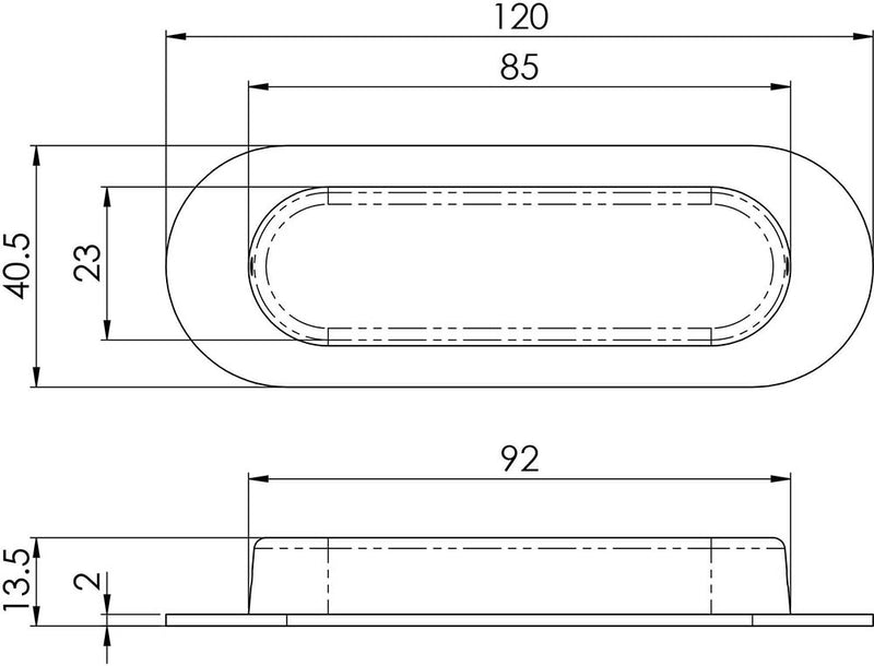 Oval Shape Flush Pull Handle - Diagram