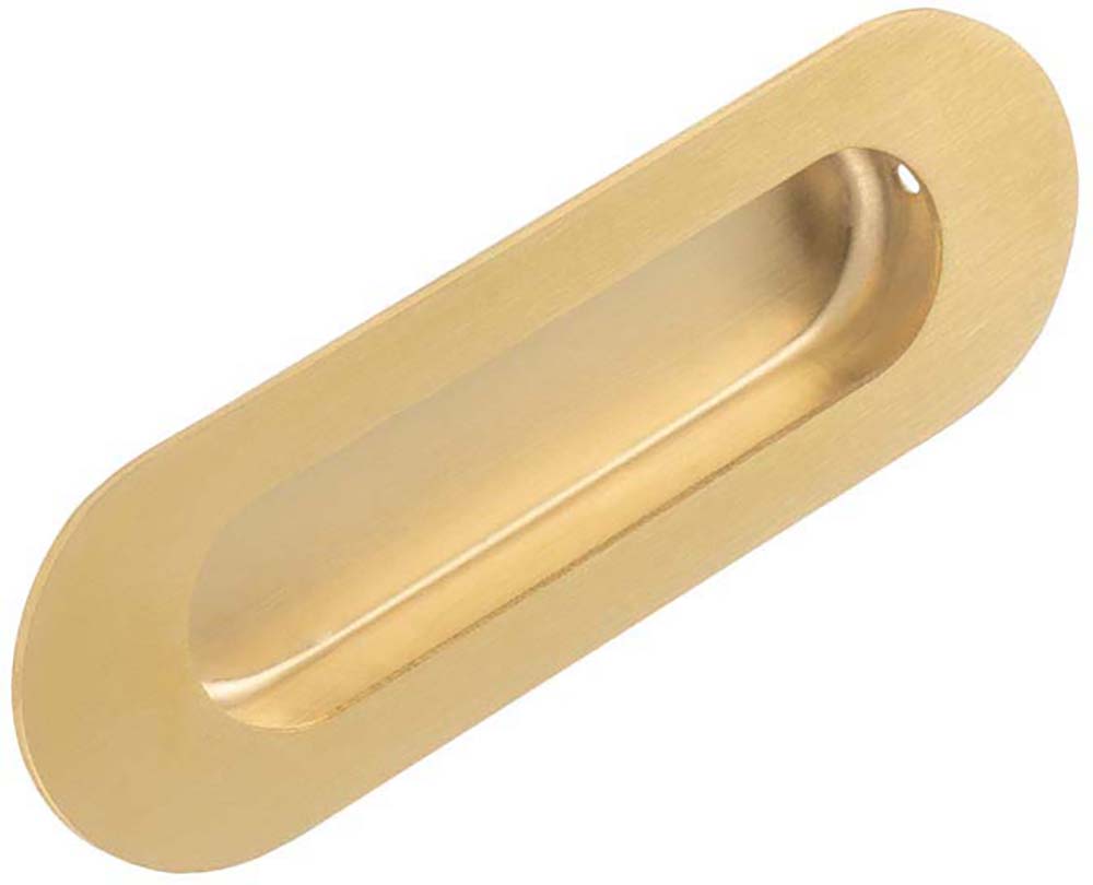 Oval Shape Flush Pull Handle - PVD Satin Brass