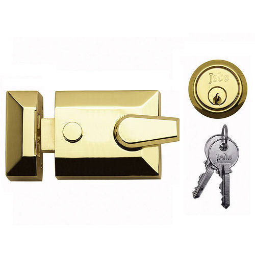 Double Locking Surface Mounted Night Latch - Polished Brass (Lacquered)