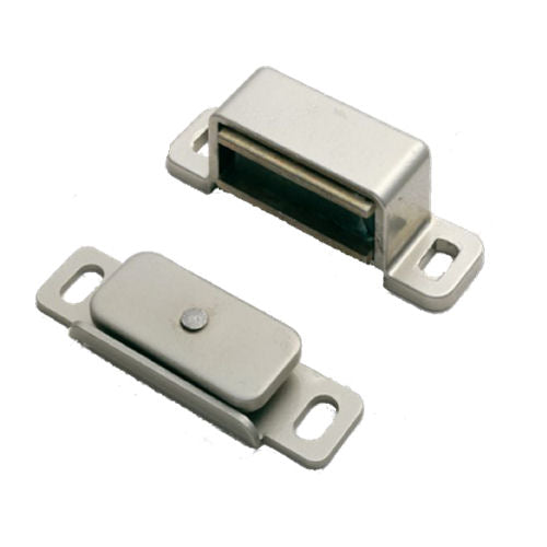 Strong Magnetic Catch For Cupboard Doors - 6kg Pull - Nickel Plated Silver Finish