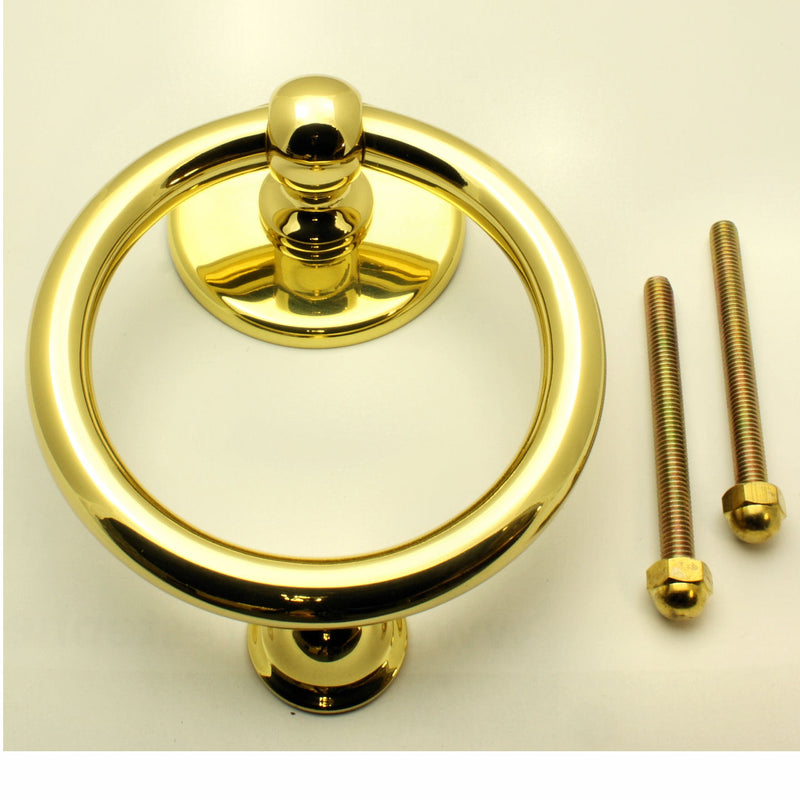 Large Style Ring Door Knocker - Polished Brass - G Johns & Sons Ltd - Architectural Ironmongery