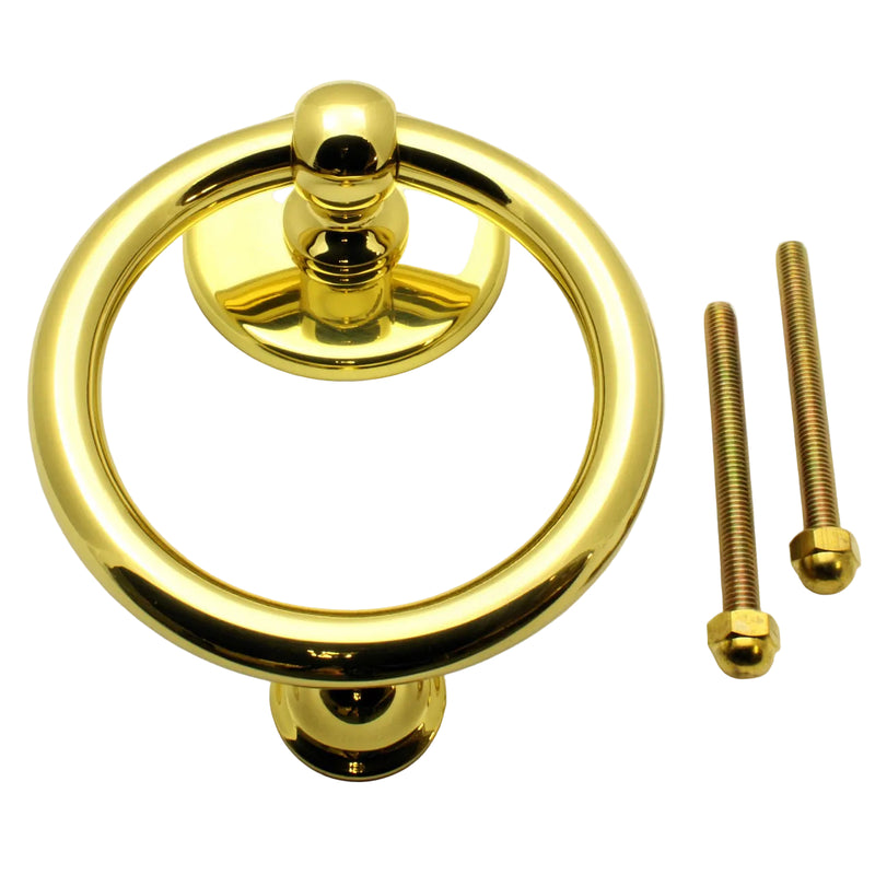 Large Style Ring Door Knocker - Polished Brass - G Johns & Sons Ltd - Architectural Ironmongery