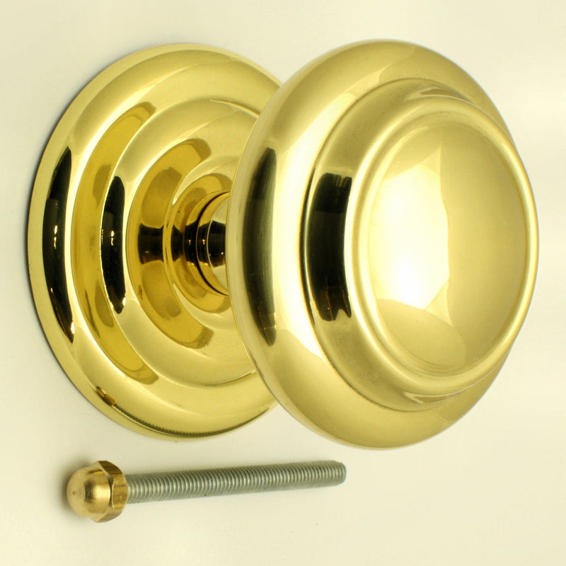 Extra Large Centre Door Knob - Polished Brass - G Johns & Sons Ltd - Architectural Ironmongery