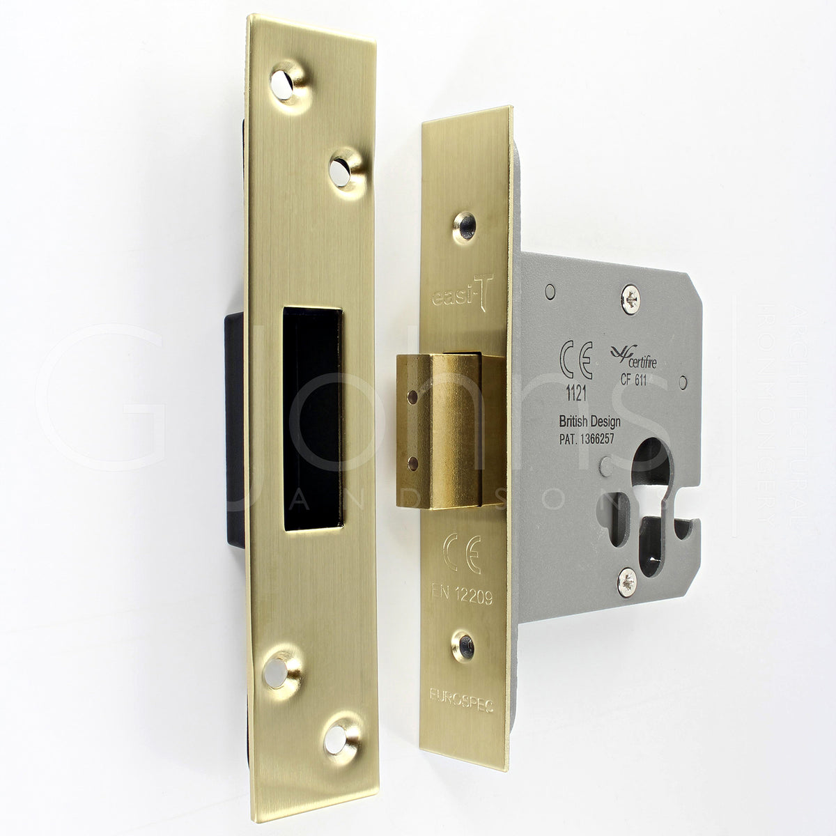 Architectural Quality Euro Profile Dead Lock Case - CE Marked - Fire Rated - Certifire Aprroved - Satin Brass