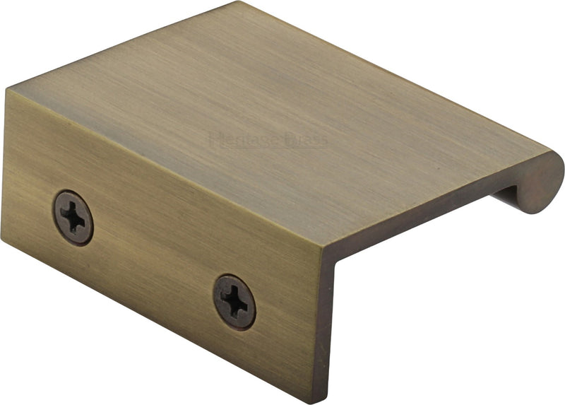 Rear Fixing Finger Edge Pull - With Rounded Edge Design - Available In 3 Sizes - Antique Brass