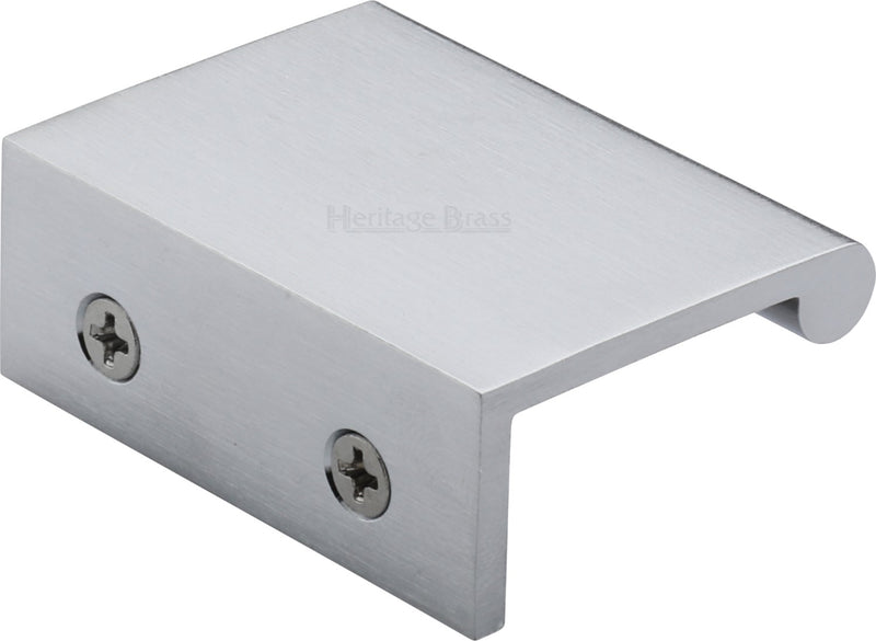 Rear Fixing Finger Edge Pull - With Rounded Edge Design - Available In 3 Sizes - Satin Chrome