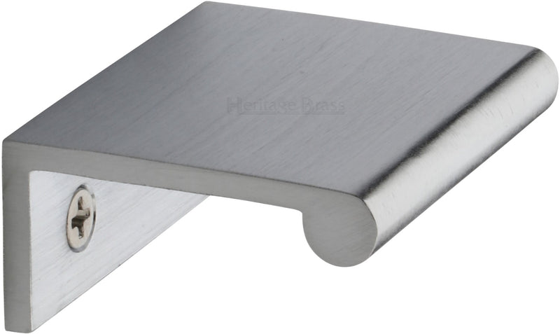 Rear Fixing Finger Edge Pull - With Rounded Edge Design - Available In 3 Sizes - Satin Chrome
