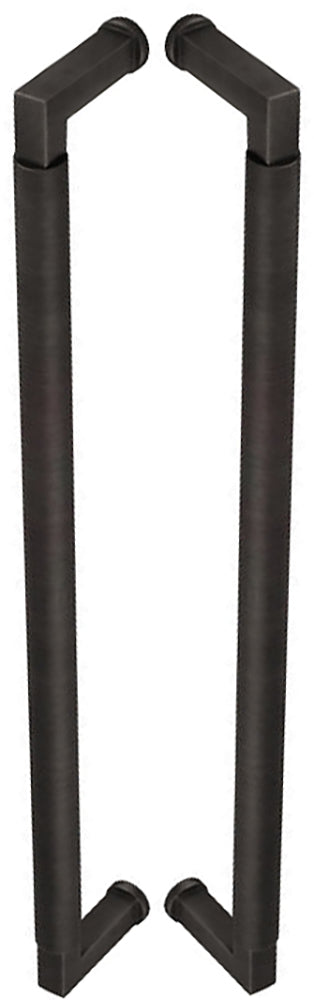 Rectangular Back To Back Pull Handle With Rounded Grip - 439mm Length (425mm Centres) - Dark Bronze - Suitable For Use With FD30 / FD60 Fire Doors