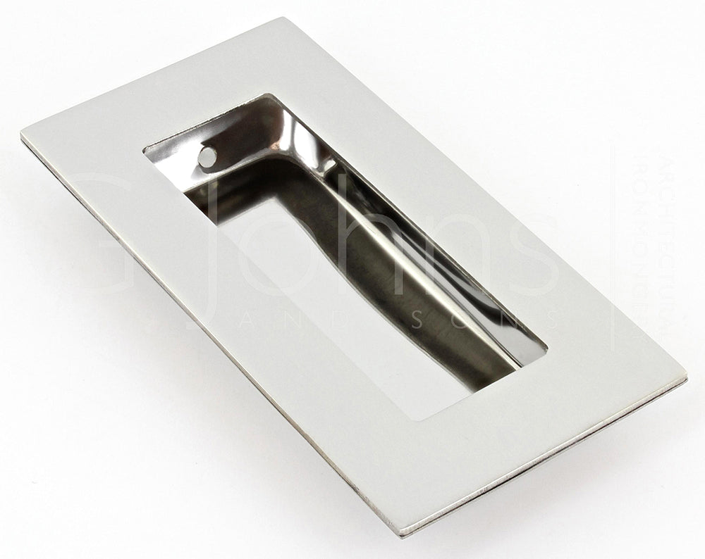 Rectangular Design Flush Pull Handle - 100mm x 50mm - Polished Stainless Steel