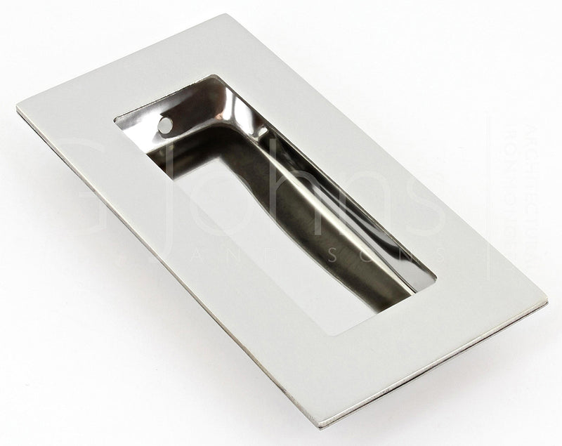 Rectangular Design Flush Pull Handle - 100mm x 50mm - Polished Stainless Steel