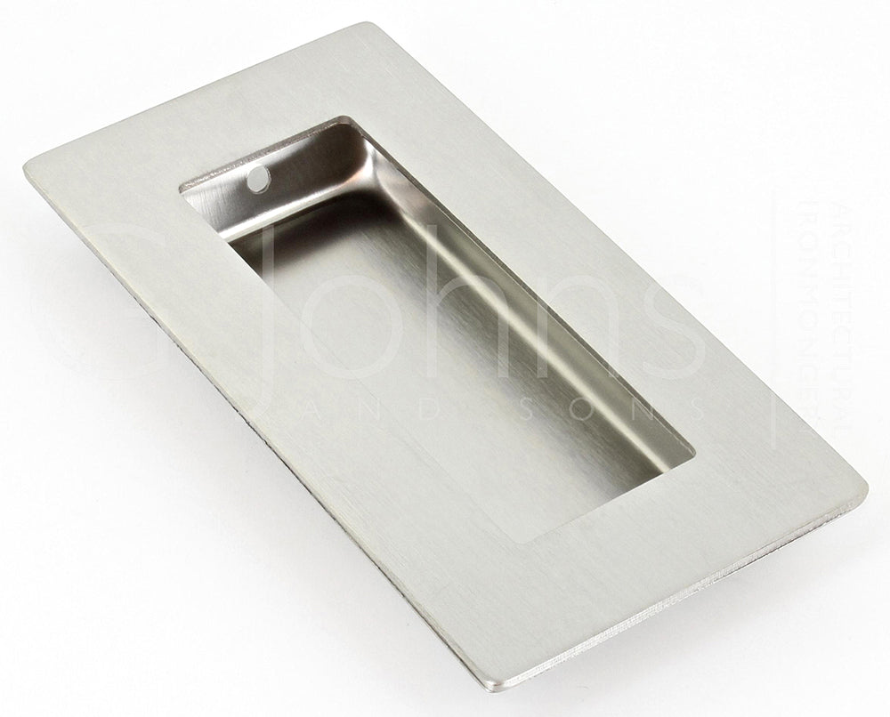 Rectangular Design Flush Pull Handle - 100mm x 50mm - Satin Stainless Steel