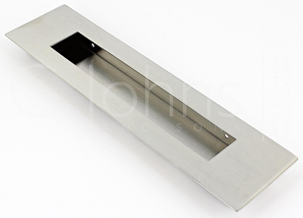 Large Rectangular Design Flush Pull Handle For Sliding Doors - 220mm Long x 55mm Wide - Satin Stainless Steel