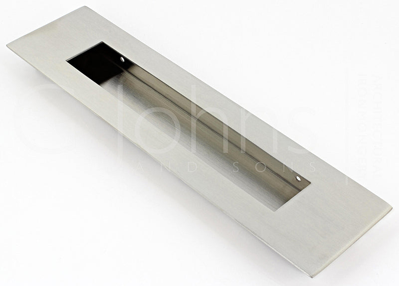 Large Rectangular Design Flush Pull Handle For Sliding Doors - 220mm Long x 55mm Wide - Satin Stainless Steel