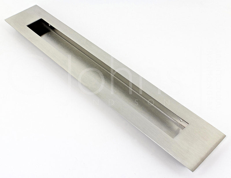 Large Rectangular Design Flush Pull Handle For Sliding Doors - 320mm Long x 55mm Wide - Satin Stainless Steel
