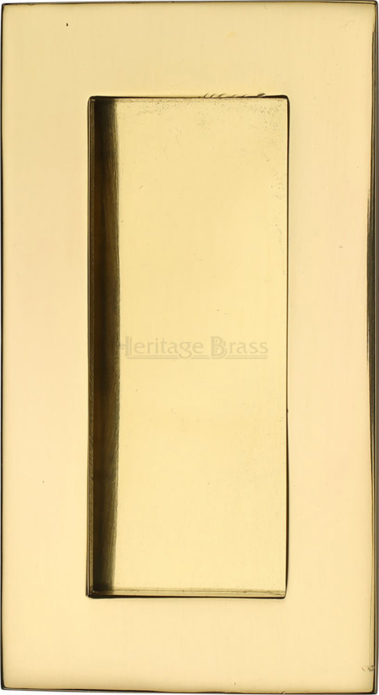 Rectangular Flush Pull Handle For Sliding Pocket Doors - Three Sizes Available - Polished Brass