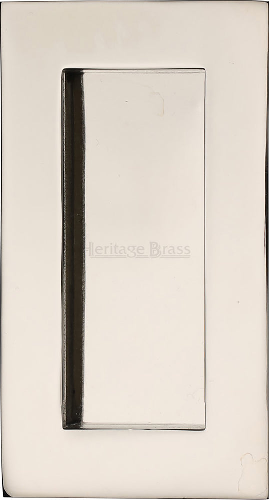 Rectangular Flush Pull Handle For Sliding Pocket Doors - Three Sizes Available - Polished Nickel