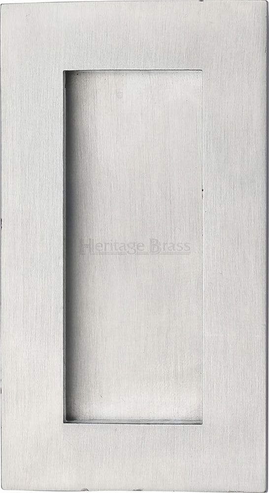 Rectangular Flush Pull Handle For Sliding Pocket Doors - Three Sizes Available - Satin Chrome
