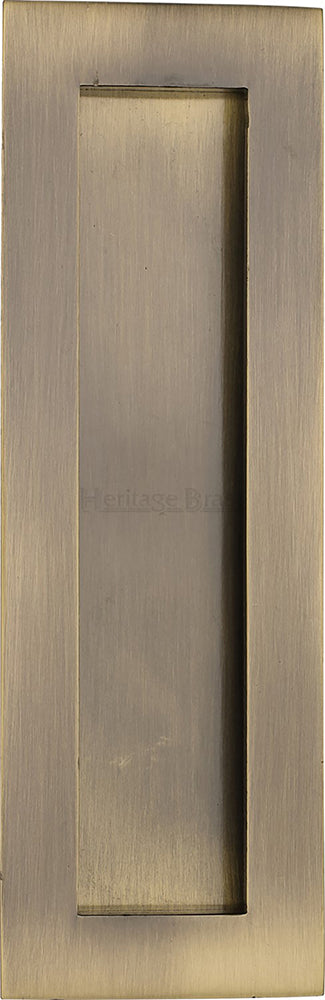 Rectangular Flush Pull Handle For Sliding Pocket Doors - Three Sizes Available - Antique Brass