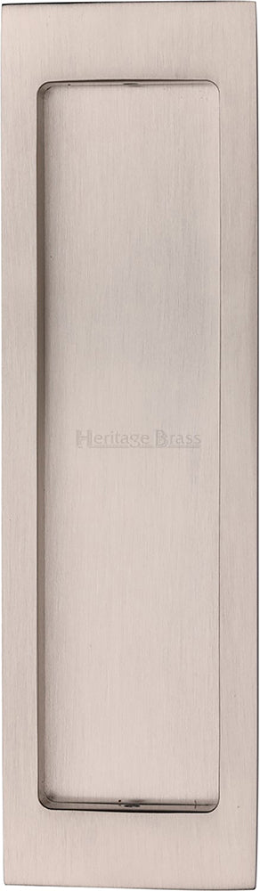 Rectangular Flush Pull Handle For Sliding Pocket Doors - 197mm x 57mm - Satin Nickel