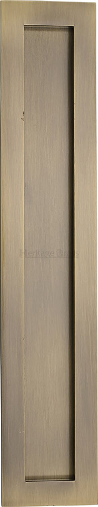 Rectangular Flush Pull Handle For Sliding Pocket Doors - Three Sizes Available - Antique Brass