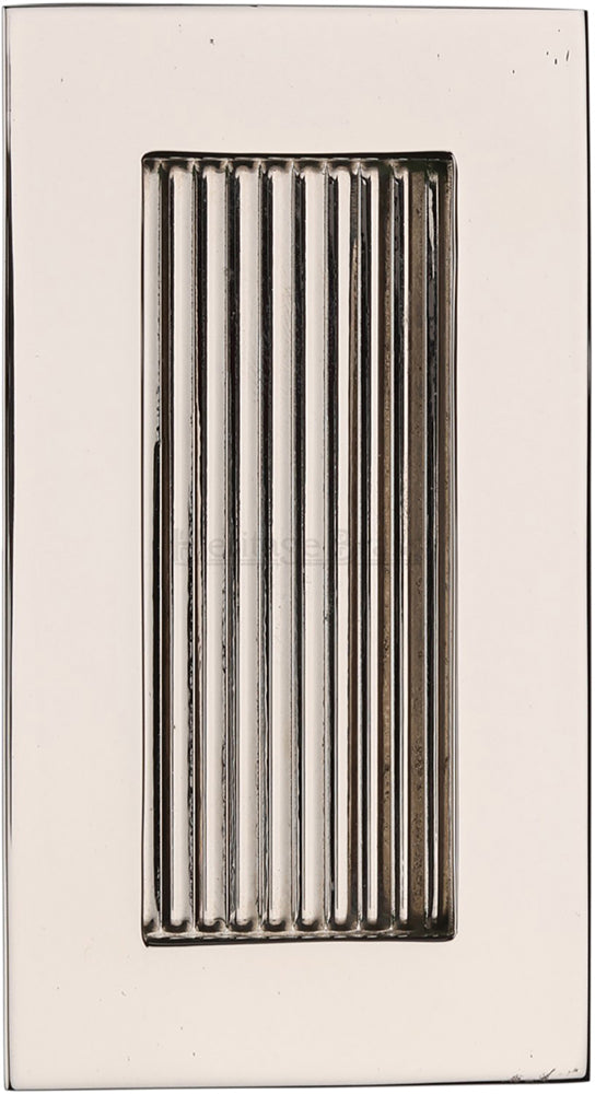 Rectangular Reeded Flush Pull Handle For Sliding Pocket Doors - Three Sizes Available - Polished Nickel
