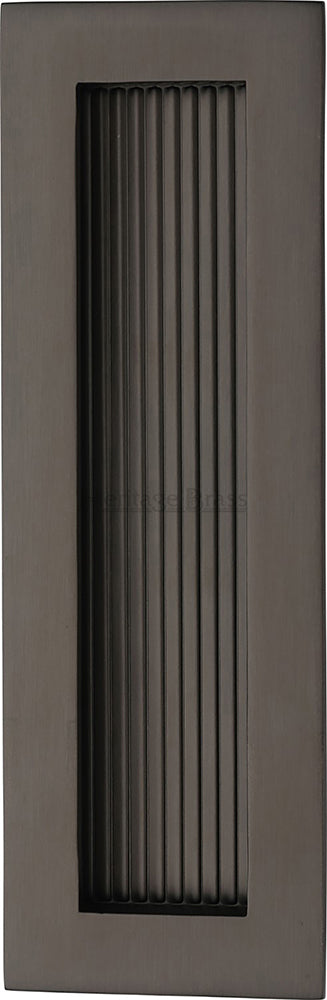 Rectangular Reeded Flush Pull Handle For Sliding Pocket Doors - Three Sizes Available - Matt Bronze