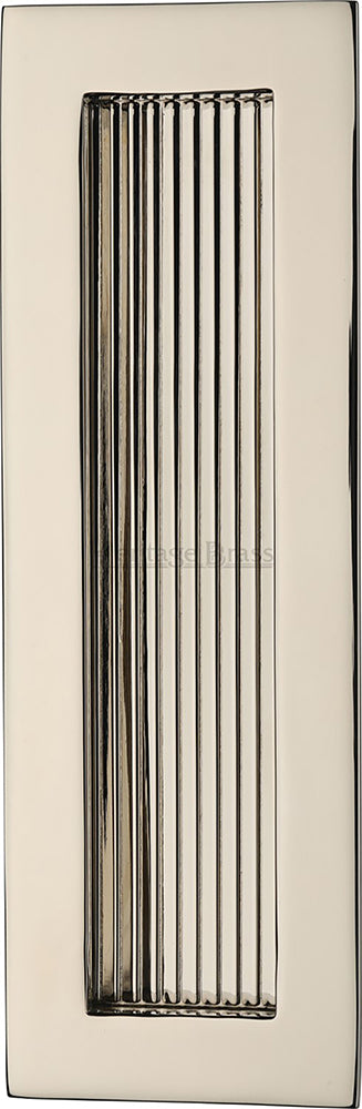 Rectangular Reeded Flush Pull Handle For Sliding Pocket Doors - Three Sizes Available - Polished Nickel