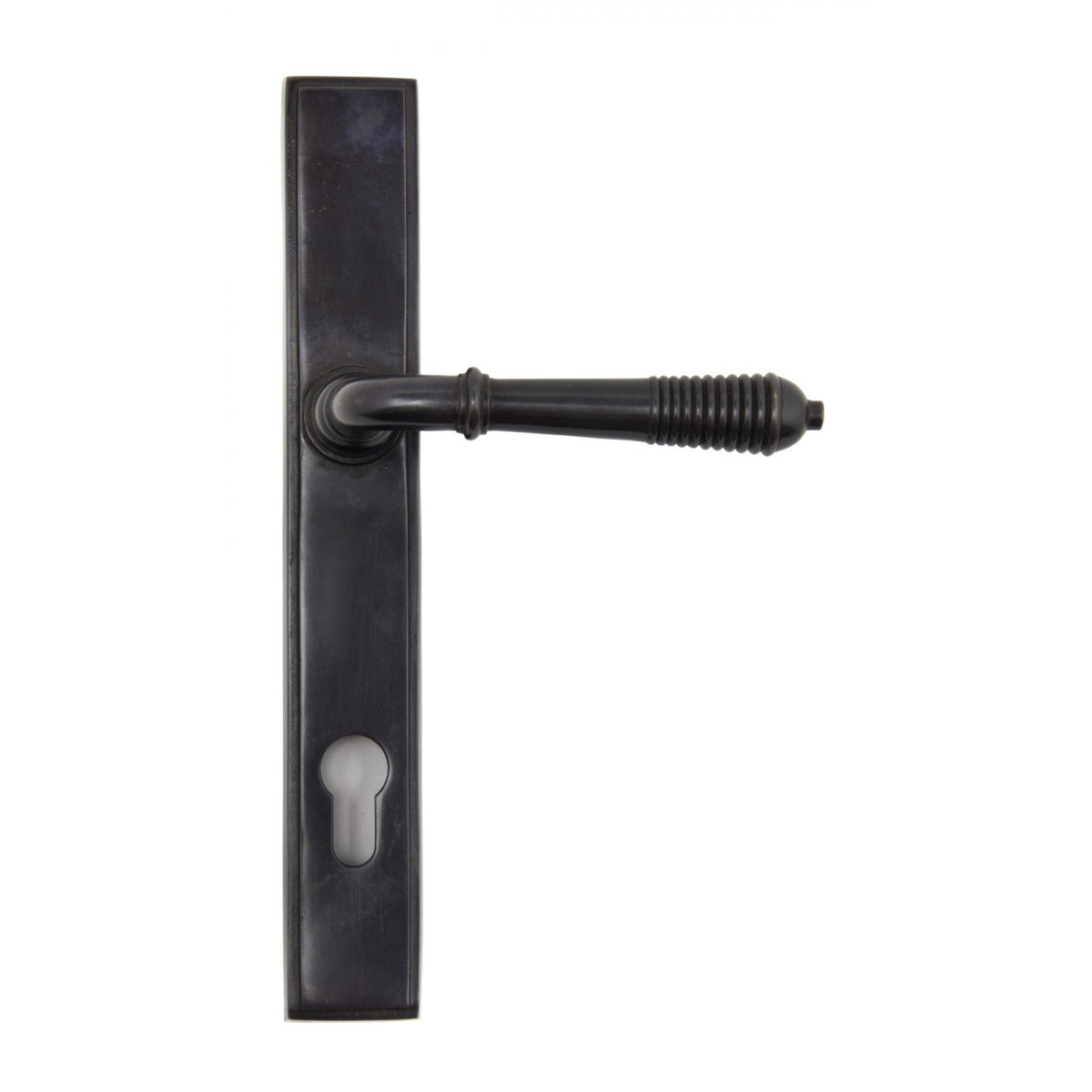 Reeded Slimline Lever Multi Point Door Lever Handles - 92mm Euro Centres - 212mm Bolt Centres - 244mm x 36mm Back Plate - Aged Bronze