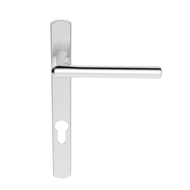 Rosa Narrow Style Multi Point Door Lever Handles - 92mm Euro Centres - 123.5mm Bolt Centres - 220mm x 26mm Back Plate - Satin Chrome