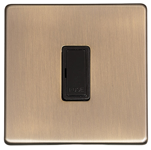 Studio Concealed Fix Plate Light Switch & Socket Range - Flat Screwless Plate With Rounded Edges - Antique Brass