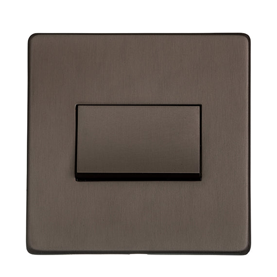 Studio Concealed Fix Plate Light Switch & Socket Range - Flat Screwless Plate With Rounded Edges - Matt Bronze