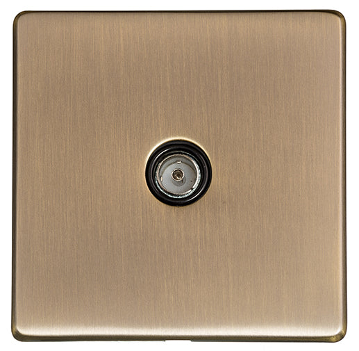 Studio Concealed Fix Plate Light Switch & Socket Range - Flat Screwless Plate With Rounded Edges - Antique Brass