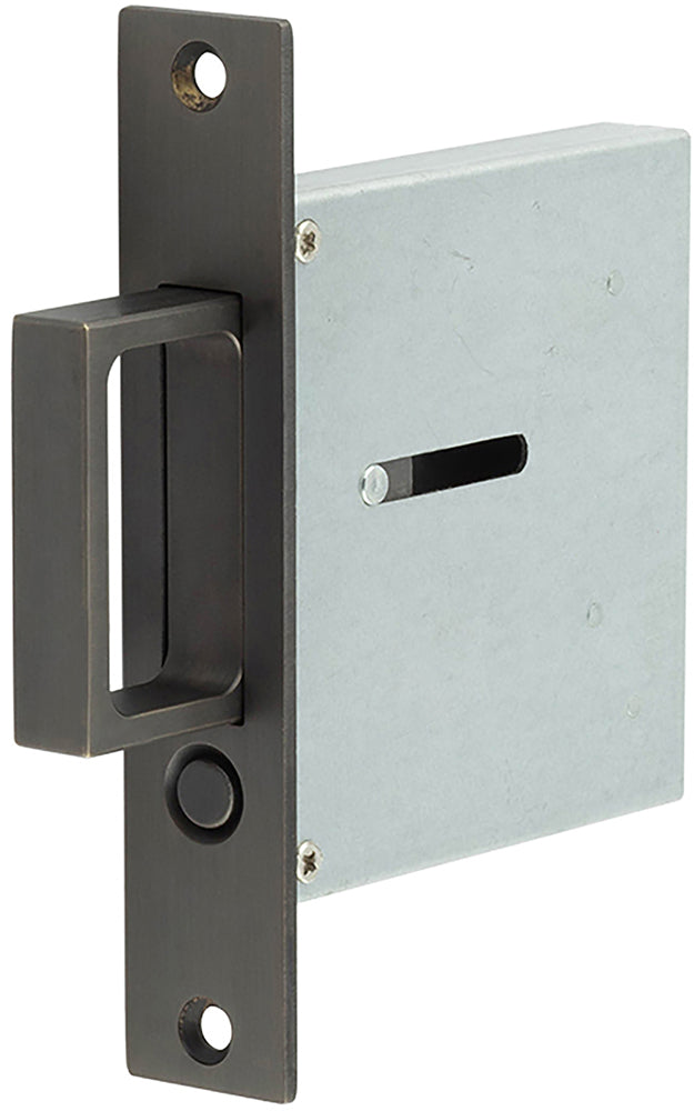 Pocket Door Pop Out Edge Pull - Spring Loaded - 88mm Case Depth - Dark Bronze - Open