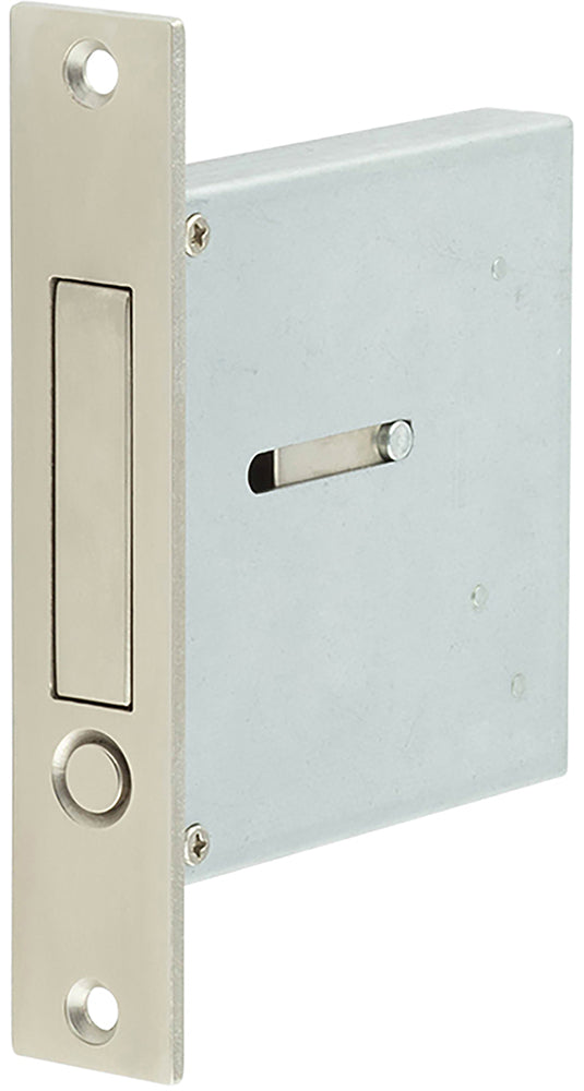 Pocket Door Pop Out Edge Pull - Spring Loaded - 88mm Case Depth - Satin Chrome - Closed