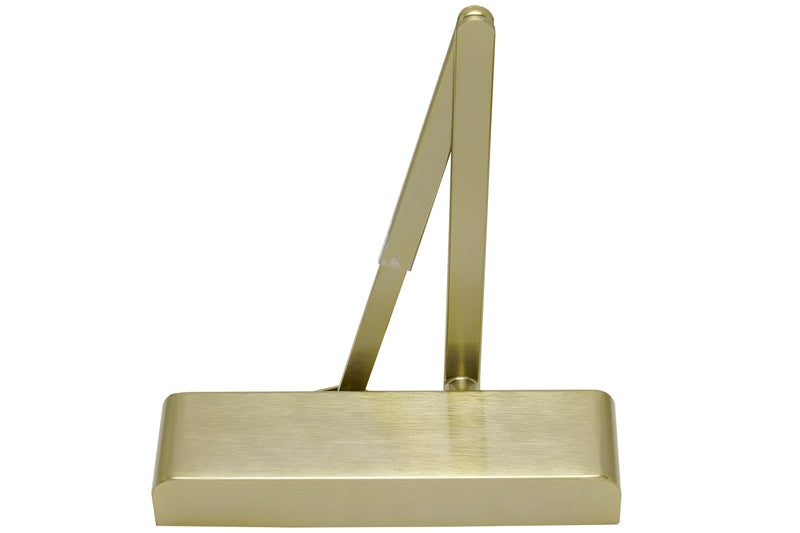 Slimline Overhead Door Closer With Backcheck - CE / UKCA Marked - Fire Rated - Certifire Approved - EN1154 Power Size 2-5 - Adjustable Via Spring - 240mm x 69mm x 49mm - Satin Brass