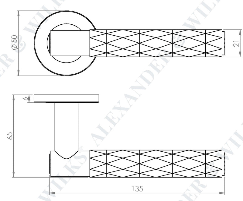 Spitfire Diamond Cut Lever Handle On Concealed Fix Low Profile Round Rose - Diagram