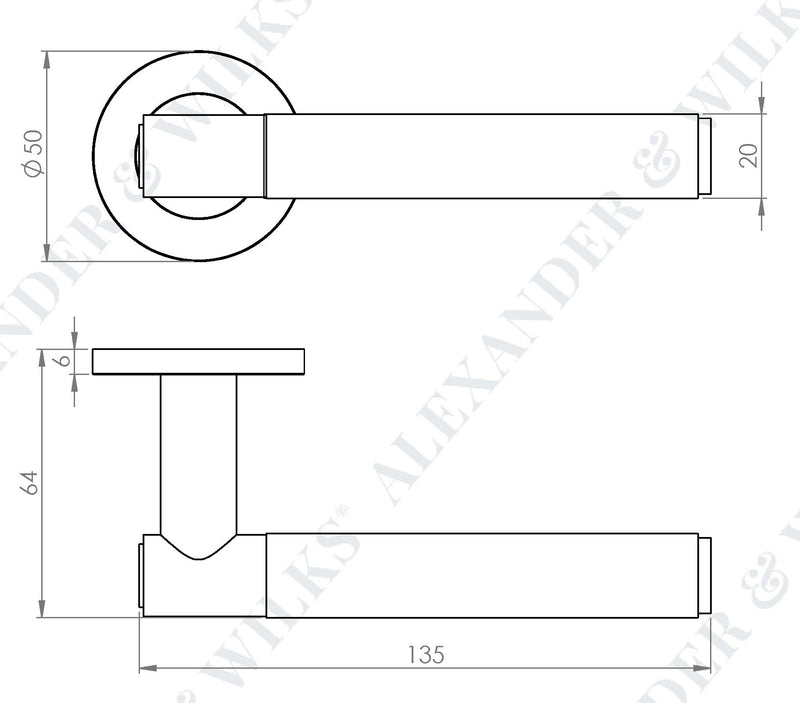 Spitfire Hammered Lever Handle On Concealed Fix Low Profile Round Rose - Diagram