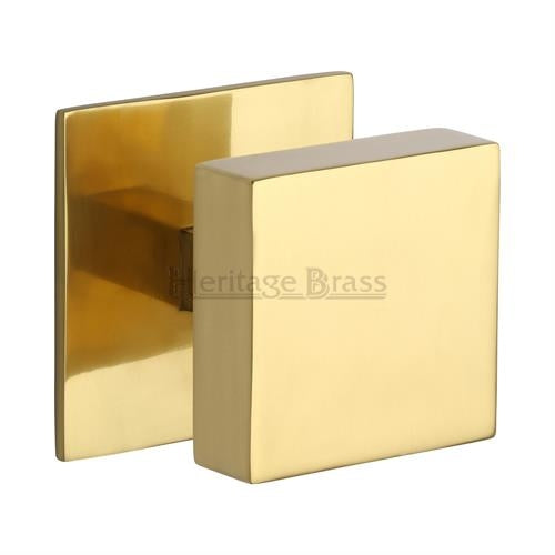Traditional Square Centre Door Knob- Polished Brass