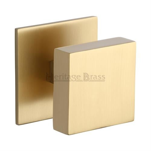 Traditional Square Centre Door Knob- Satin Brass