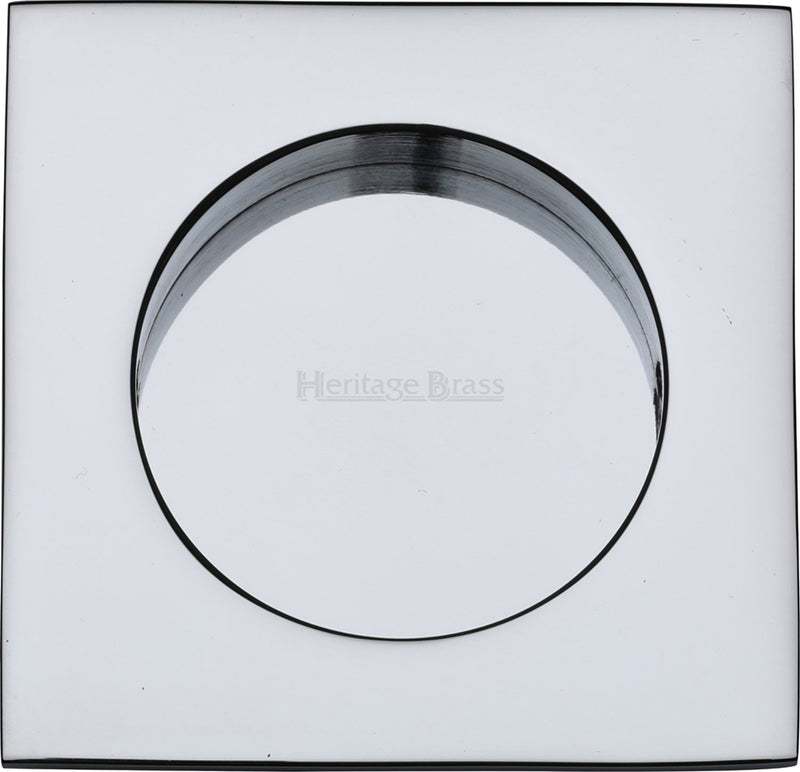 Squared Flush Pull Handle For Sliding Pocket Doors - 63mm x 63mm - Polished Chrome