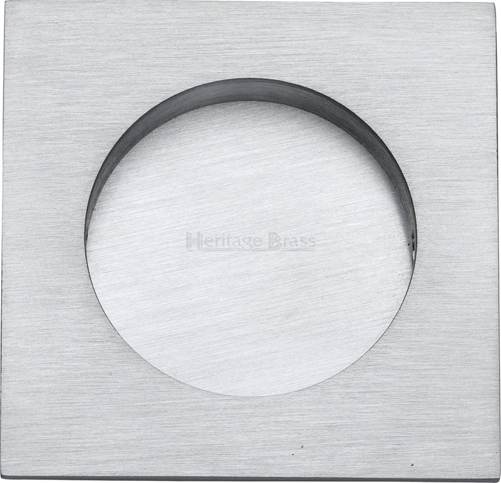 Squared Flush Pull Handle For Sliding Pocket Doors - 63mm x 63mm - Satin Chrome