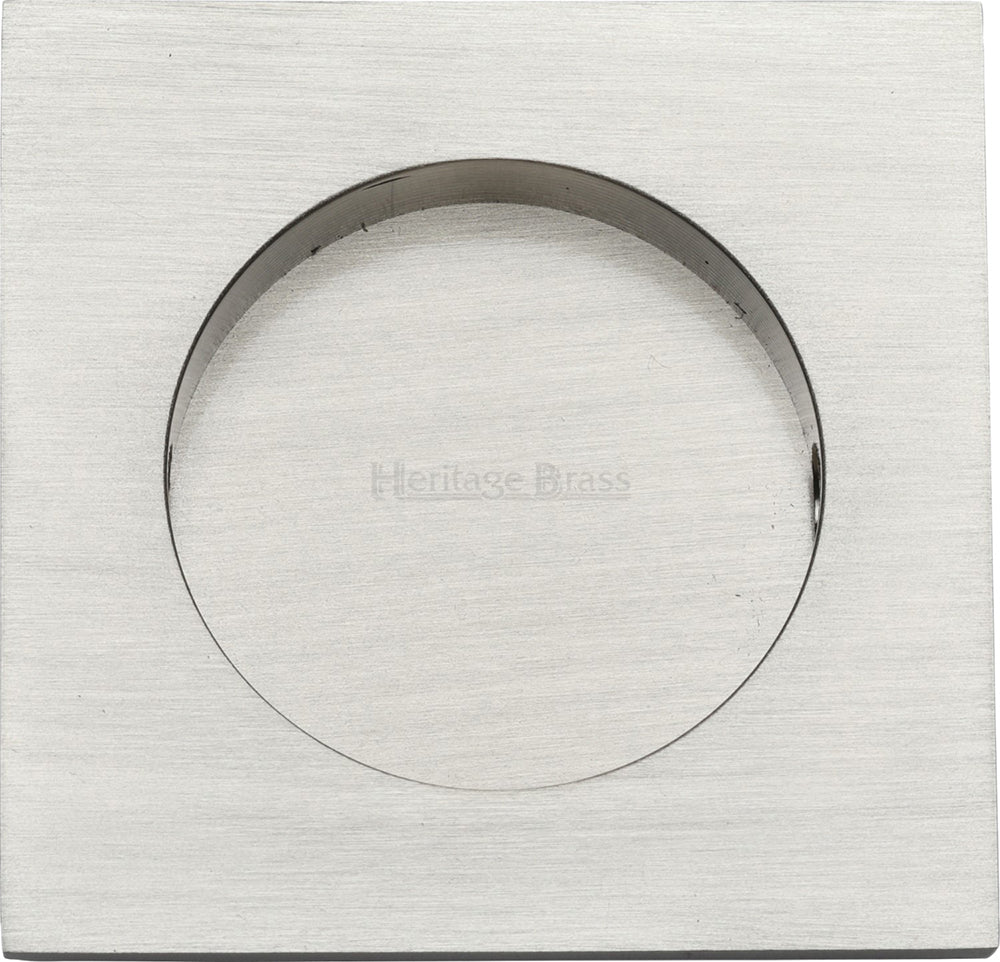 Squared Flush Pull Handle For Sliding Pocket Doors - 63mm x 63mm - Satin Nickel