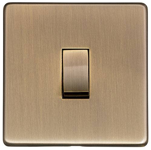 Studio Concealed Fix Plate Light Switch & Socket Range - Flat Screwless Plate With Rounded Edges - Antique Brass