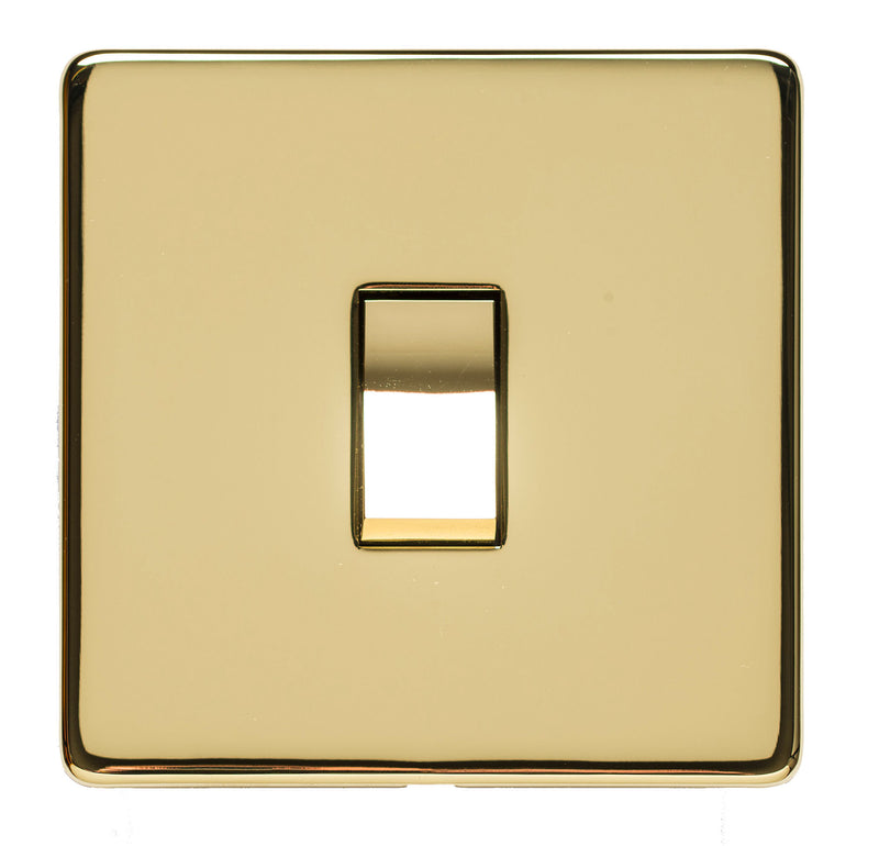 1 Gang Light Switch - Studio Concealed Fix Range - Flat Screwless Plate With Rounded Edges - Polished Brass