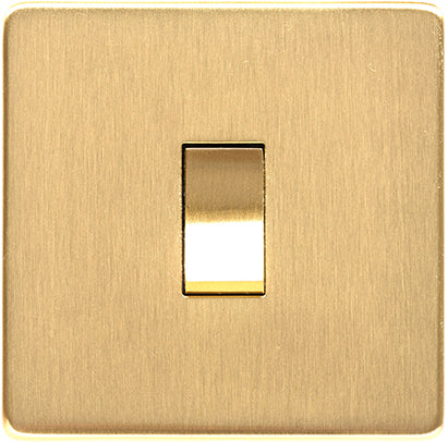 Studio Concealed Fix Plate Light Switch & Socket Range - Flat Screwless Plate With Rounded Edges - Satin Brass