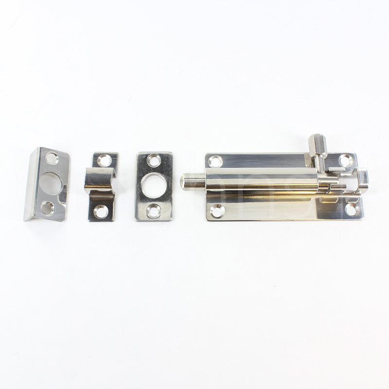 Surface Mounted Bolt - For Inward Or Outward Opening Doors - Polished Stainless Steel